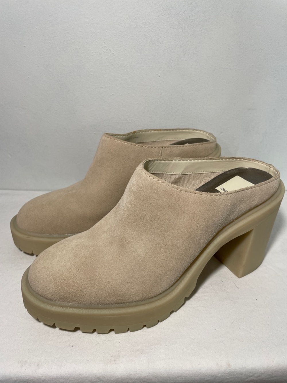 Dolce Vita Carry Women's Clogs Mules Platform Suede Lug Sole In Sand 8 - Picture 3 of 13